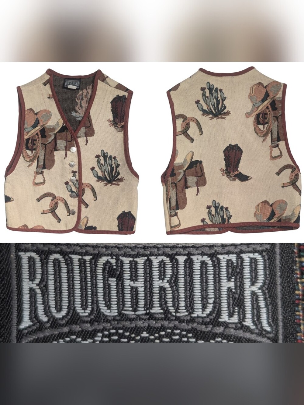INSAAAAAANE Vintage ROUGHRIDER TAPESTRY Vest